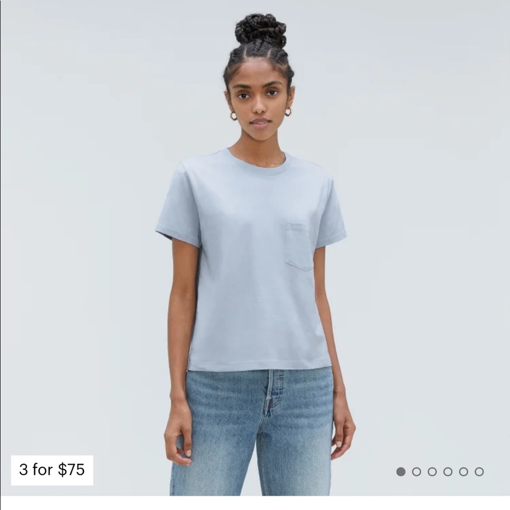 Everlane Organic Cotton Box-Cut Tee with Pockets XS Mist Blue